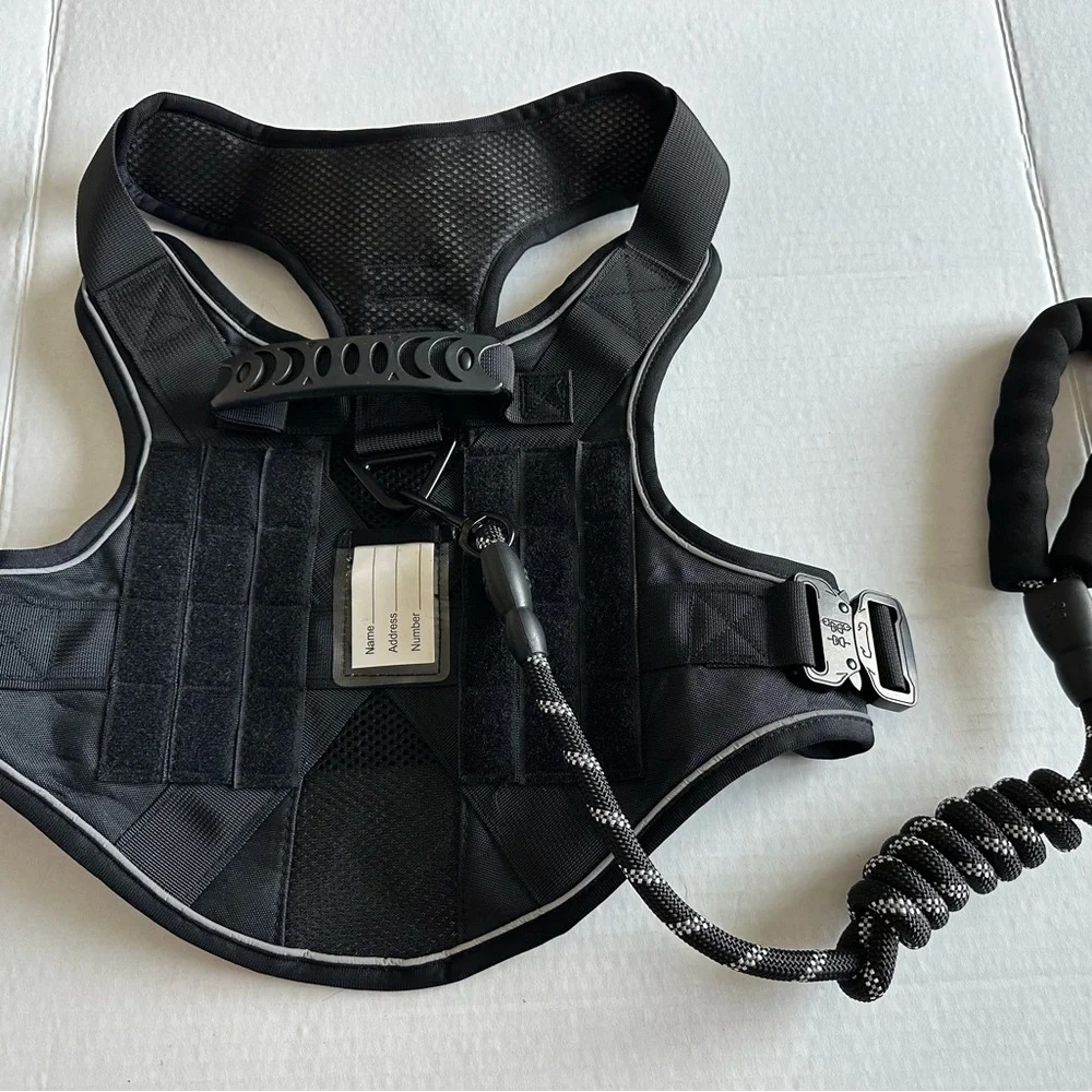 Tactical Dog Harness. No Pull Adjustable Easy to Control Pet Harness with Handle